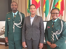 The Embassy's Head of Chancery Mrs. Naomi Zegezege Mpemba (Middle) with the two graduates, Captain Elia Joseph Lwenje (Left) and Major Veronica Henry Lyandala (Right)