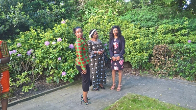 Ambassador Irene Kansyanju With Embassy staff Zahra Mussa and TANE member Jamilla Koch celebrating Afica Day – 27 May 2017